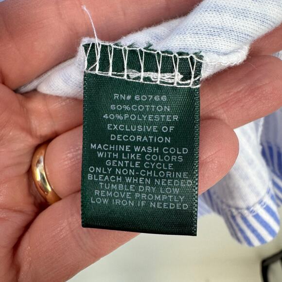 Lauren Ralph Lauren Womens Monogram Robe L Blue White Striped Preppy Old Money - Picture 9 of 10